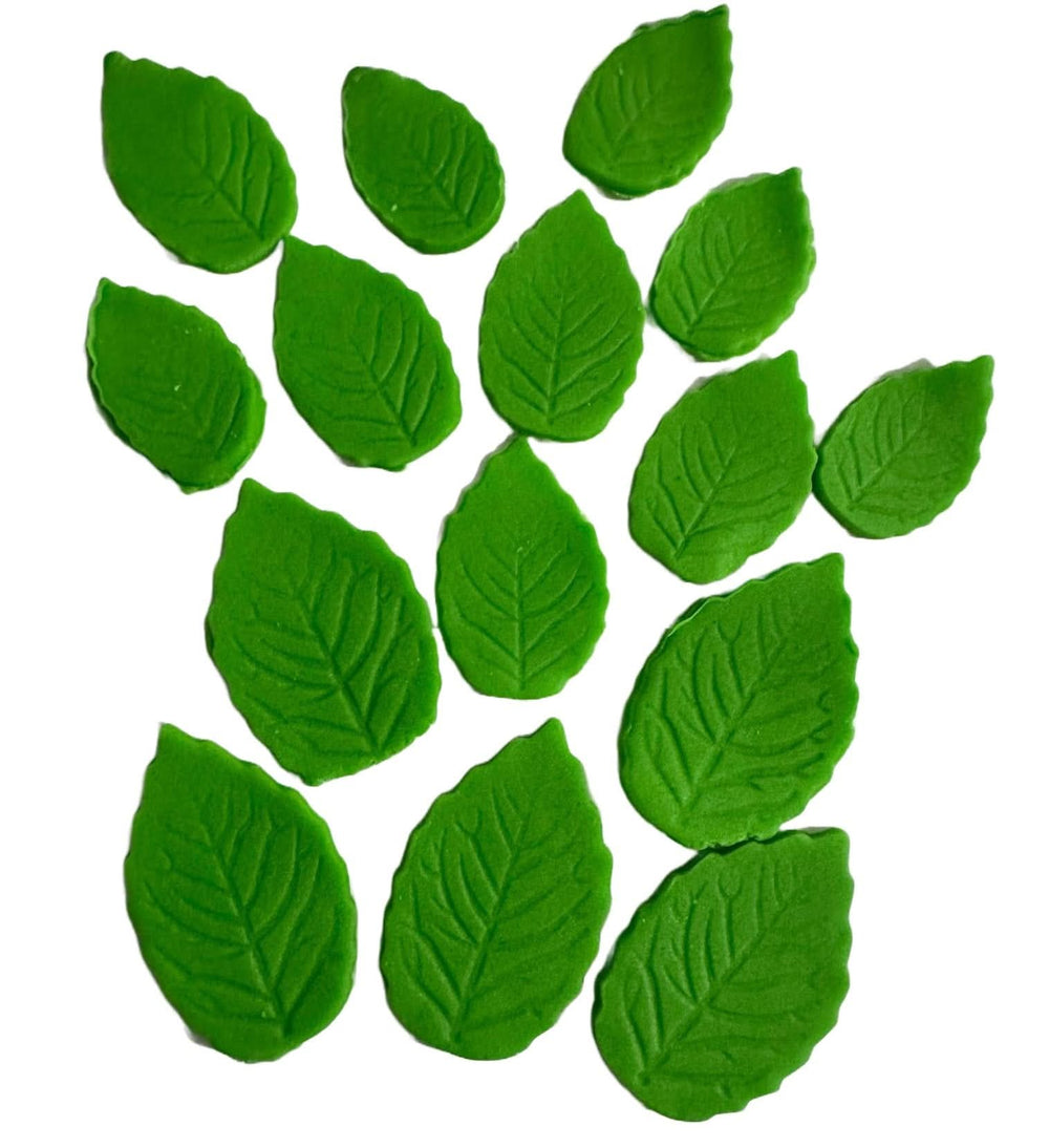 Set 15 decoratiuni comestibile din zahar, Frunze Decoratiuni din Pasta de Zahar Nati Shop