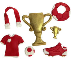Set decoratiuni comestibile din zahar, Fotbal rosu Decoratiuni din Pasta de Zahar Nati Shop
