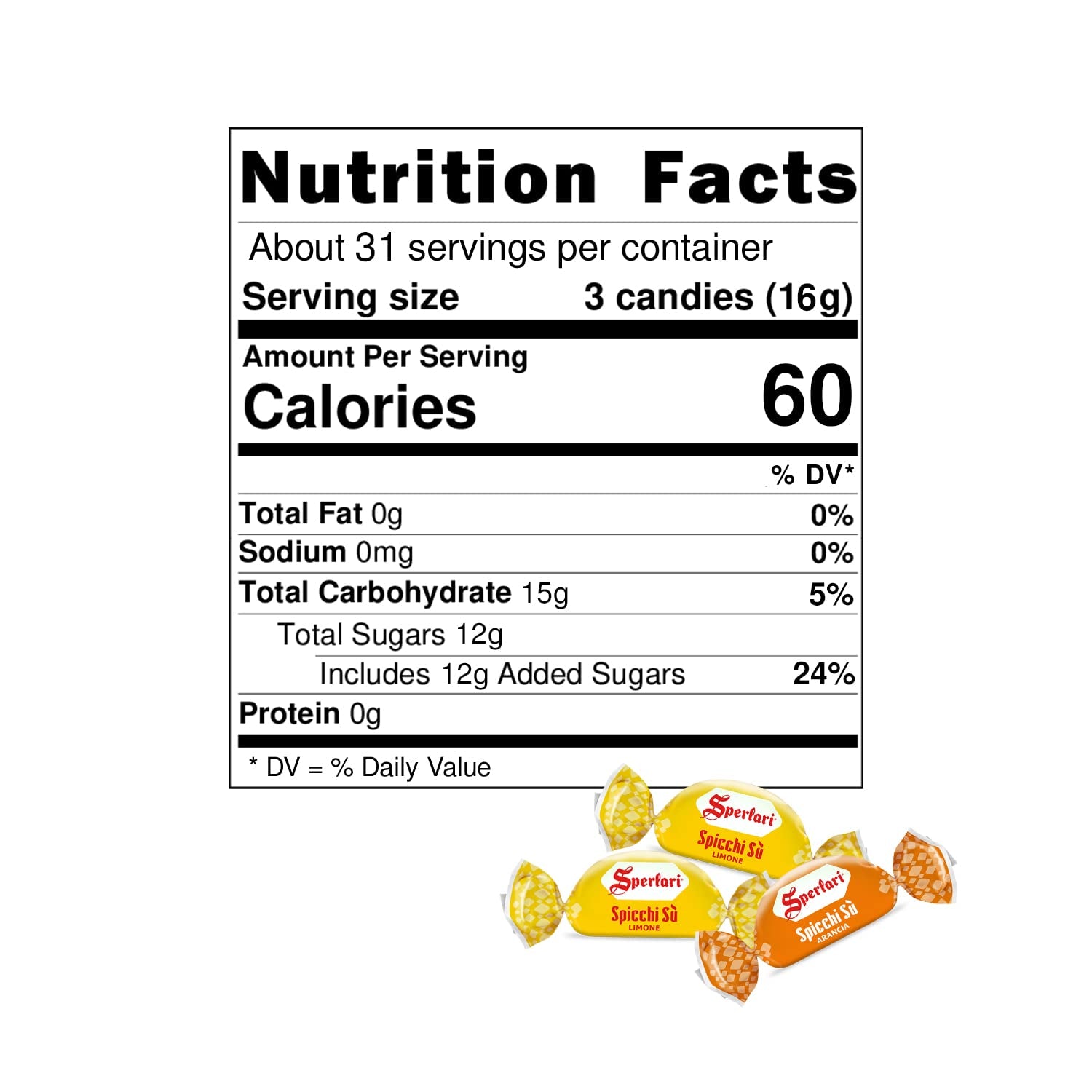 "Spicchi" Citrus Orange & Lemon Hard Candy Bulk Bag, Individually Wrapped Italian Sweets, 1 Kg / 2.2 Lbs Bag (1-Pack)