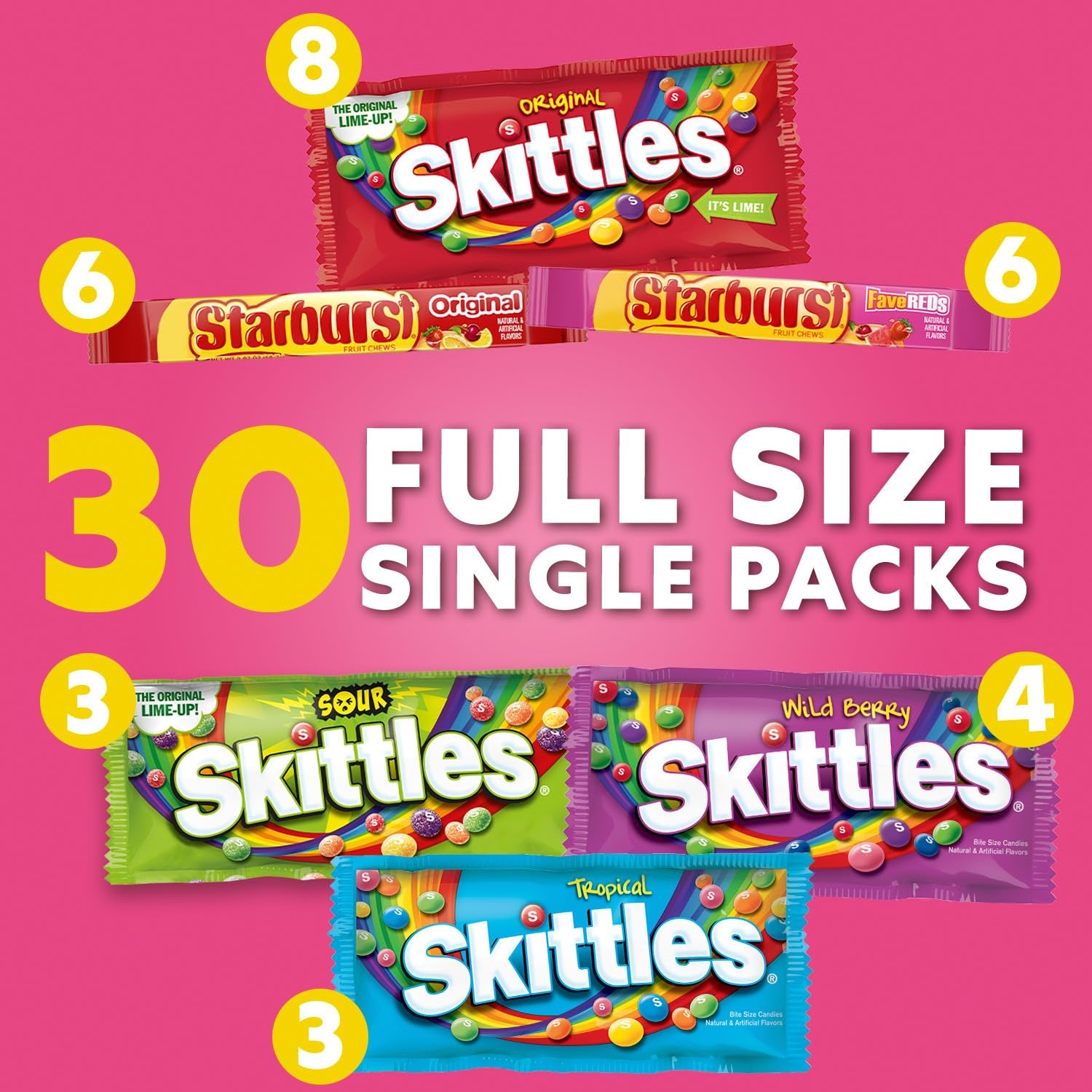 & STARBURST Assorted Candy Variety Pack for Holidays, Gifts, Parties, Candy Assortment, 62.79 Oz (30 Count) Bulk Box