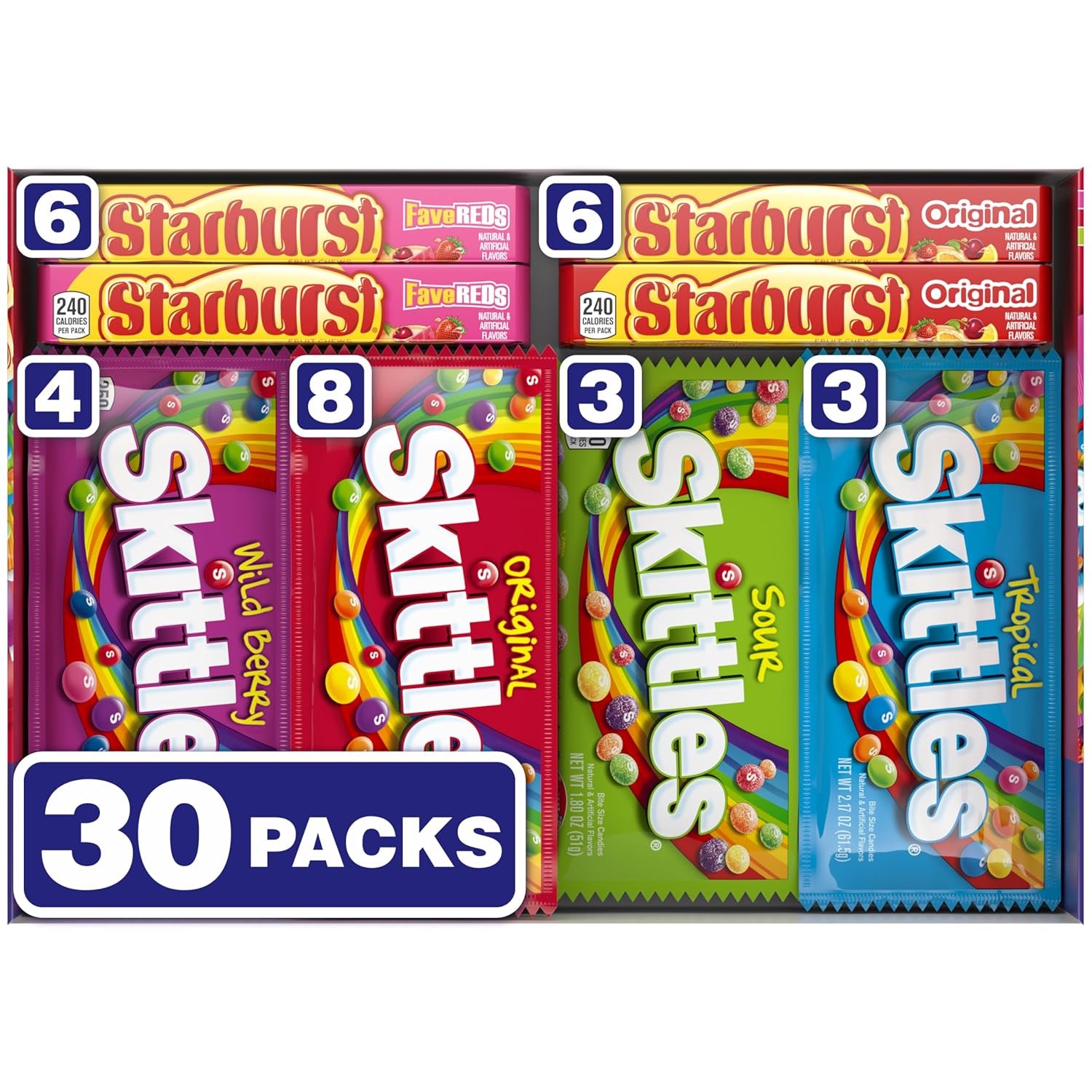 & STARBURST Assorted Candy Variety Pack for Holidays, Gifts, Parties, Candy Assortment, 62.79 Oz (30 Count) Bulk Box