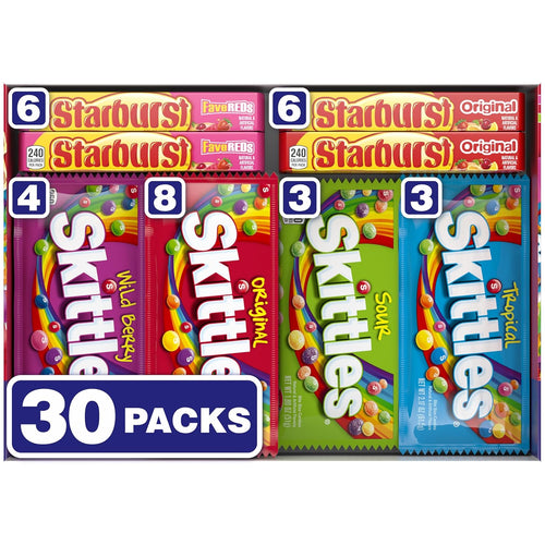 & STARBURST Assorted Candy Variety Pack for Holidays, Gifts, Parties, Candy Assortment, 62.79 Oz (30 Count) Bulk Box