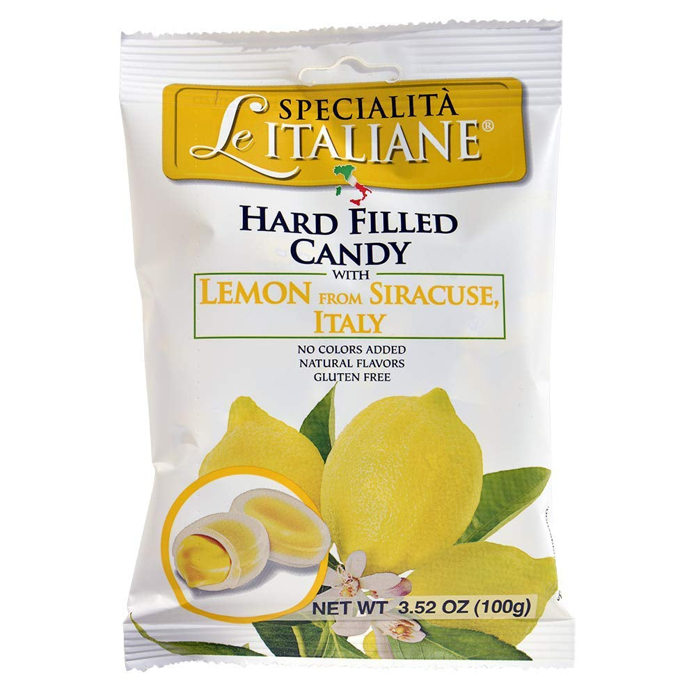 "Le Italiane" Italian Natural Hard Candy Filled with IGP Lemons from Siracusa (3.5 Oz), 1 Unit