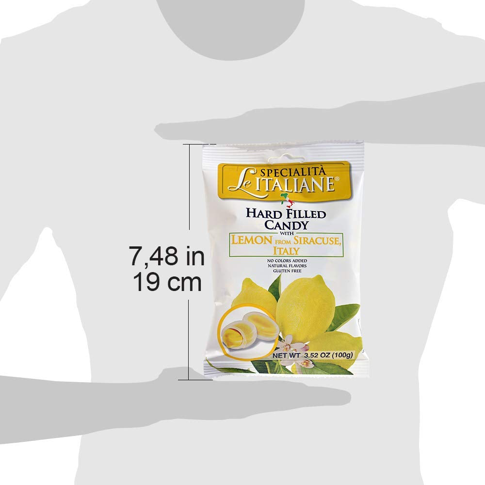 "Le Italiane" Italian Natural Hard Candy Filled with IGP Lemons from Siracusa (3.5 Oz), 1 Unit