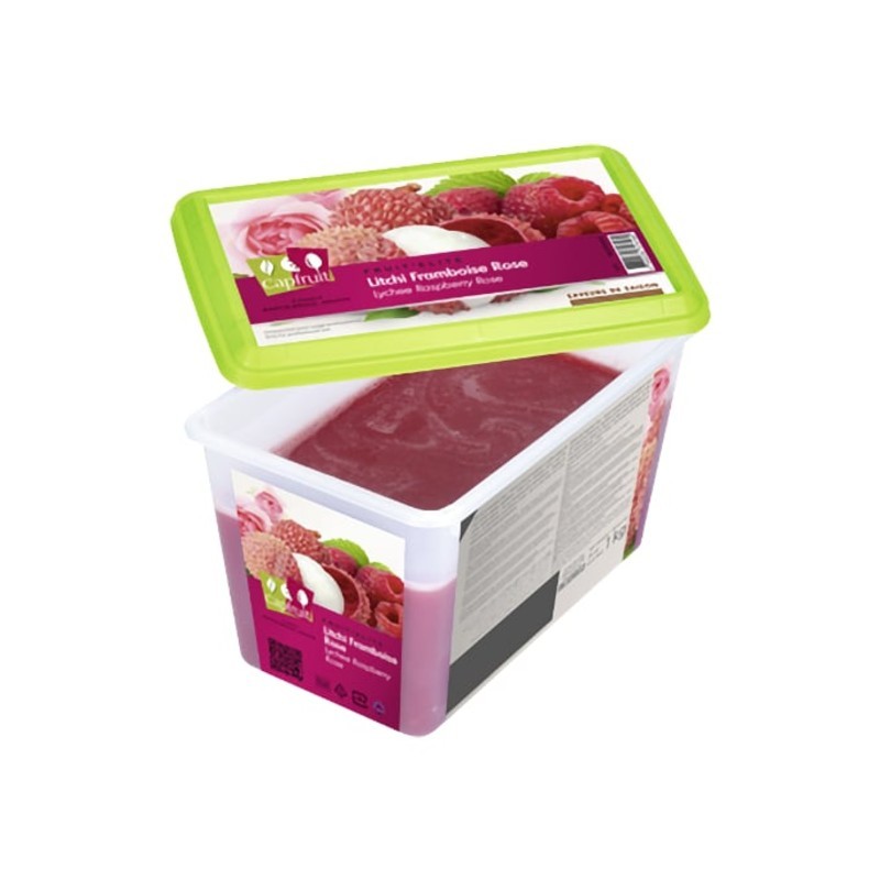 Piure Congelat din litchi și zmeura cu aroma de trandafir, indulcit 1kg CAPFRUIT